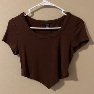 SHEIN - Cropped Brown T-Shirt - Size Small